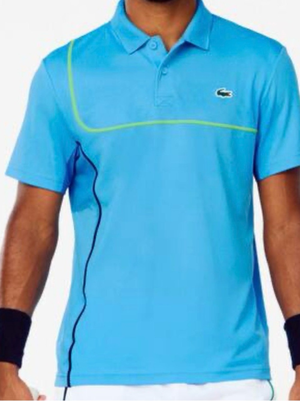 Lacoste Men's Bright Blue Polo with Neon Yellow Piping